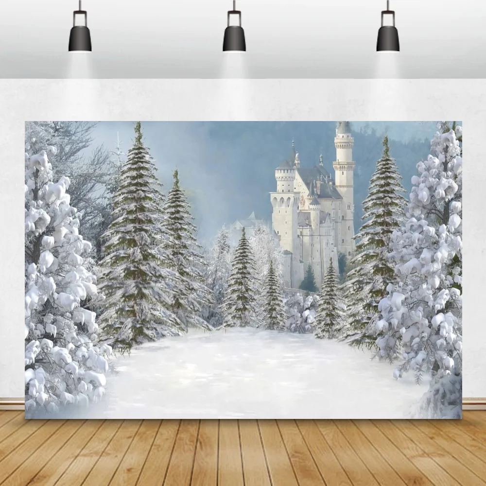 الشتاء سقوط الثلوج عيد الميلاد الصنوبر الغابات صور خلفية ليلة عرض ضوء ديكور التصوير خلفية الأسرة فوتوكورد ملصق
