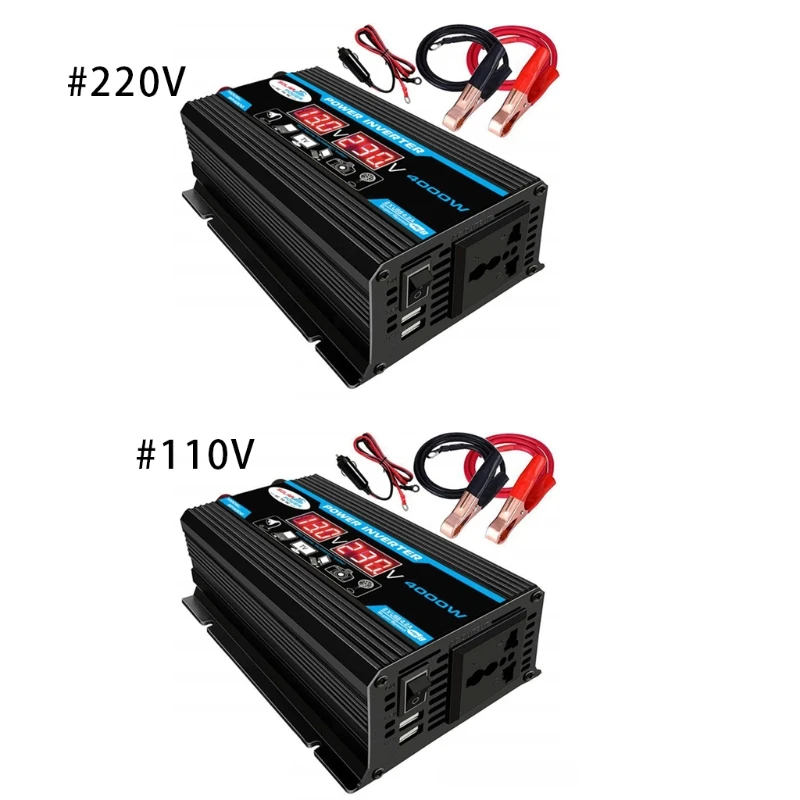 

2024 New 4000W DC 12V to AC 220/110V Power Inverter Volts Converter Dual USB Car Inverter with Dual USB Charging Ports