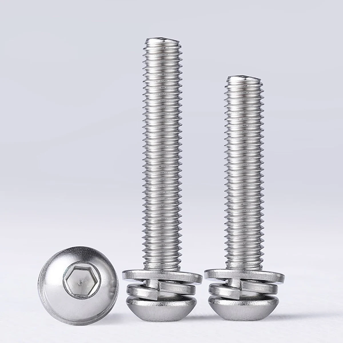 10/20/30 Buah M3 M4 M5 M6 Tombol Kepala Baut Allen Sekrup Soket Hex + Sping/Kit Pencuci Datar A2 304 Baja Tahan Karat