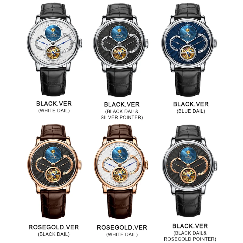 Robinni-男性用機械式サファイアガラス時計,自動巻き,防水,高品質,高級ブランド