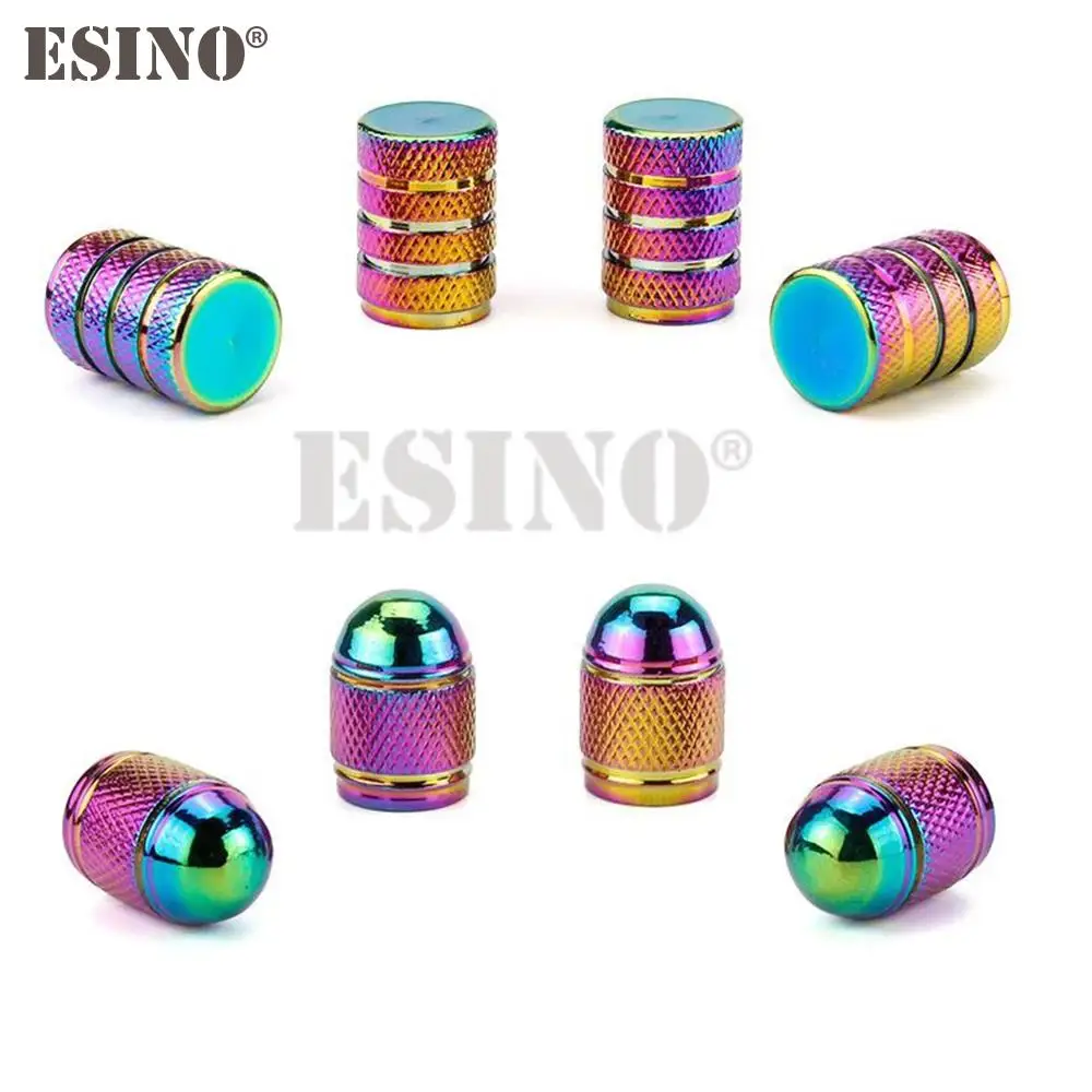 4 x Car Styling Aluminum Alloy Chrome Colorful Laser Wheel Tire Valve Caps Tires Valves Tyre Stem Air Caps Airtight Covers