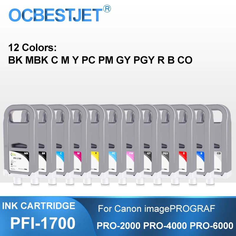 PFI-1700 PFI 1700 Compatible Ink Cartridge With Full Ink For Canon imagePROGRAF PRO-2000 PRO-4000 PRO-6000 PRO-6100 12Colors/Set