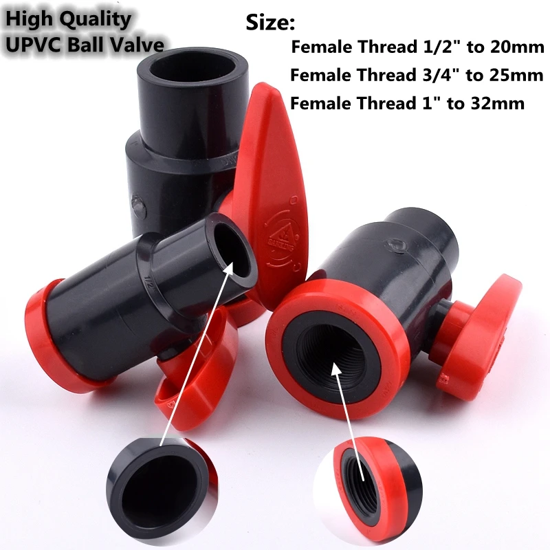 

1pc 1/2"~1" Female Thread To 20/25/32mm I.D PVC Pipe Ball Valve Garden Aquarium Fish Tank Connector Irrigation System Fittings