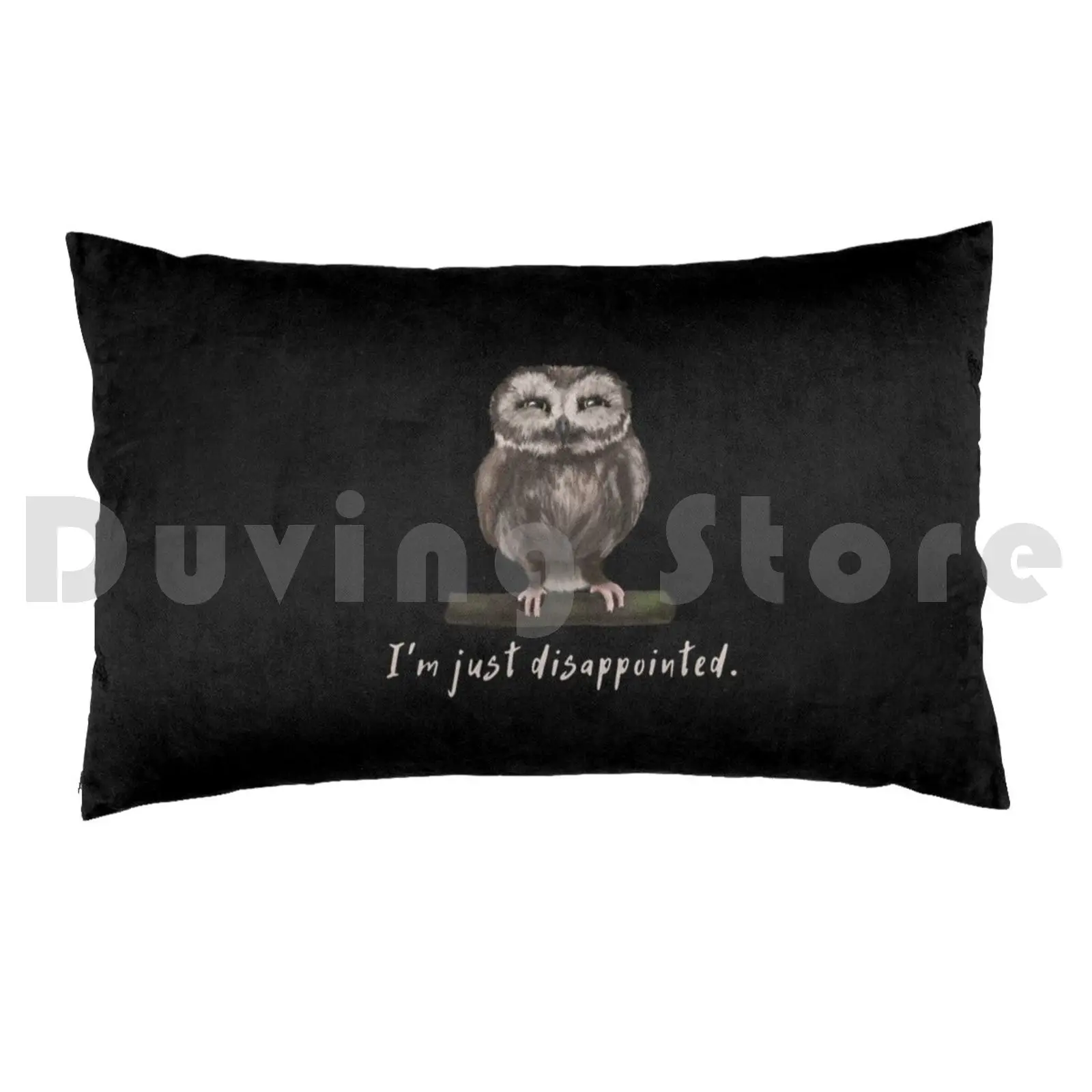 Owl-DisappointedPillow case D0100481a Owl Animal Bird Wise Barn Owl Snowy Owl Tawny Owl Screech Owl