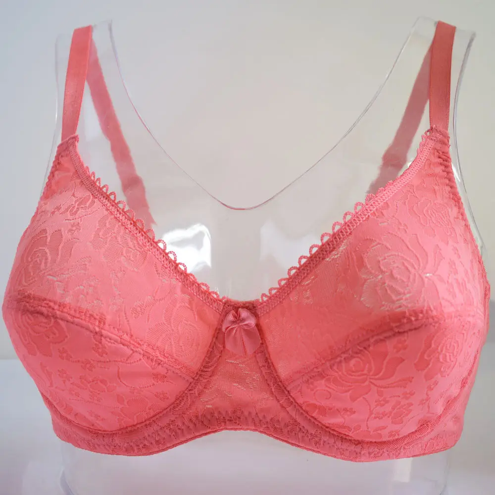 Womens Lace Bras Unpadded Underwire Push Up Brassiere Lingerie Plus Size Bra 32-44 AA A B C D Cup