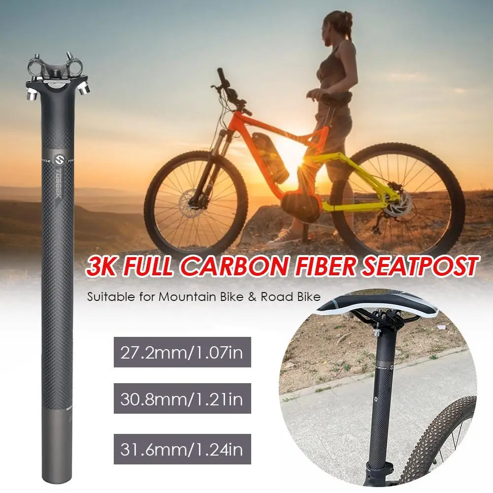 3K Full Carbon Fiber Seatpost Adjustable Bicycle Parts Saddle Seatpost 350mm Carbon Seatpost Reggisella Carbonio For MTB BMX