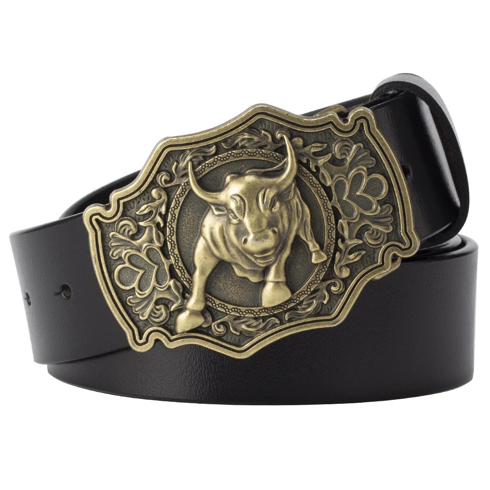 Tauren Zinc Alloy Buckle Male Leisure Decoration Accessories Men Leather Black Belt