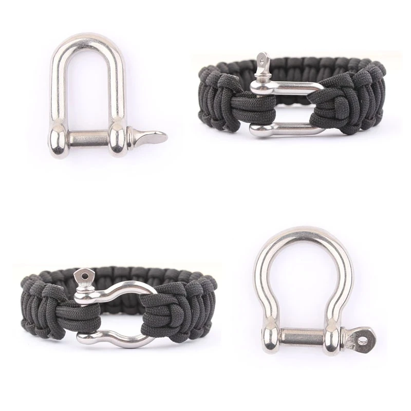 Paracord Bracciale Chiusura con grillo D Arco Fibbia per creazione di gioielli Bracciale da polso Accessorio fai da te Acciaio inossidabile