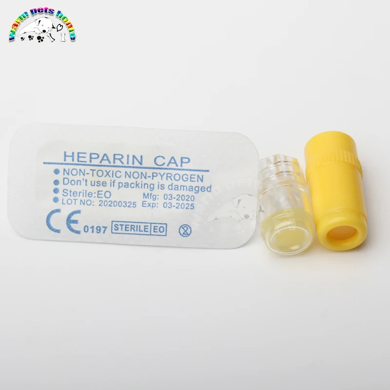 100pcs Sterile Heparin Cap IV Cannula Heparin Caps for Pet Animals Dog Cat Veterinary Supplies