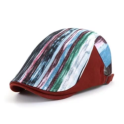 Color Stripes Berets Hat For Men Women's Newsboy Caps Golf Driving Cabbie Duckbill Flat Hat Spring Summer Visor Sun Cap Gorras