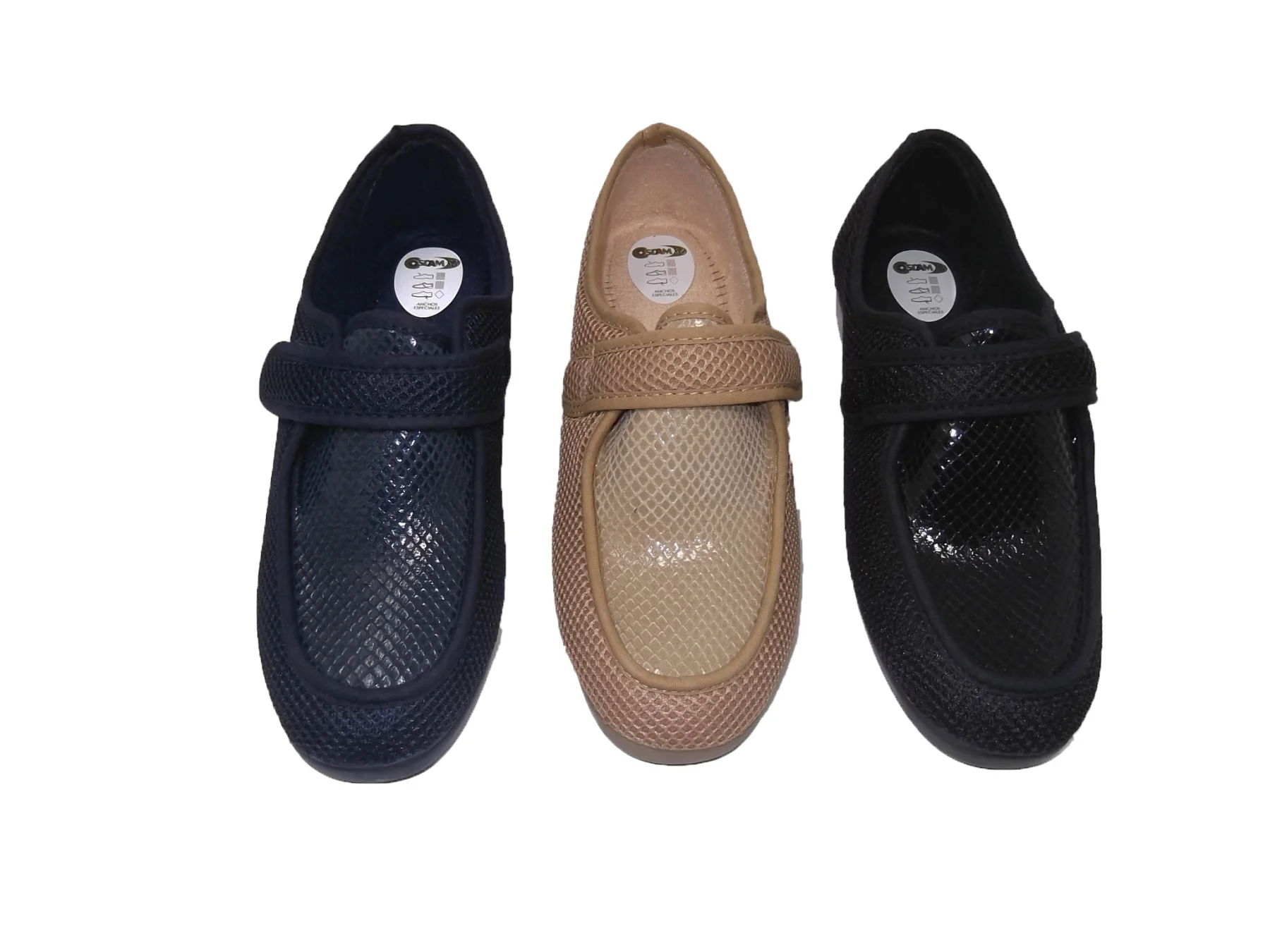 Slipper/special width/Cosdam/curl insole/colors: black/Beige/Blue/wedge 3cms