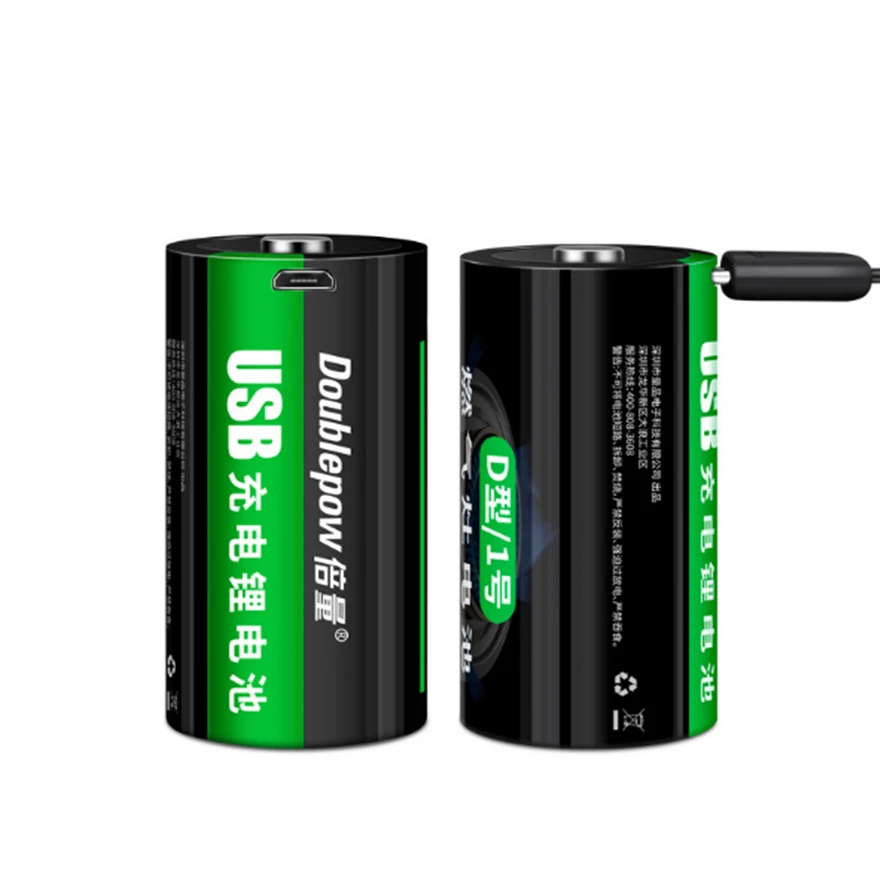 

2pcs/lot Large capacity 1.5V 9000mWh rechargeable battery D-type Micro USB rechargeable battery Lipo LR20 battery