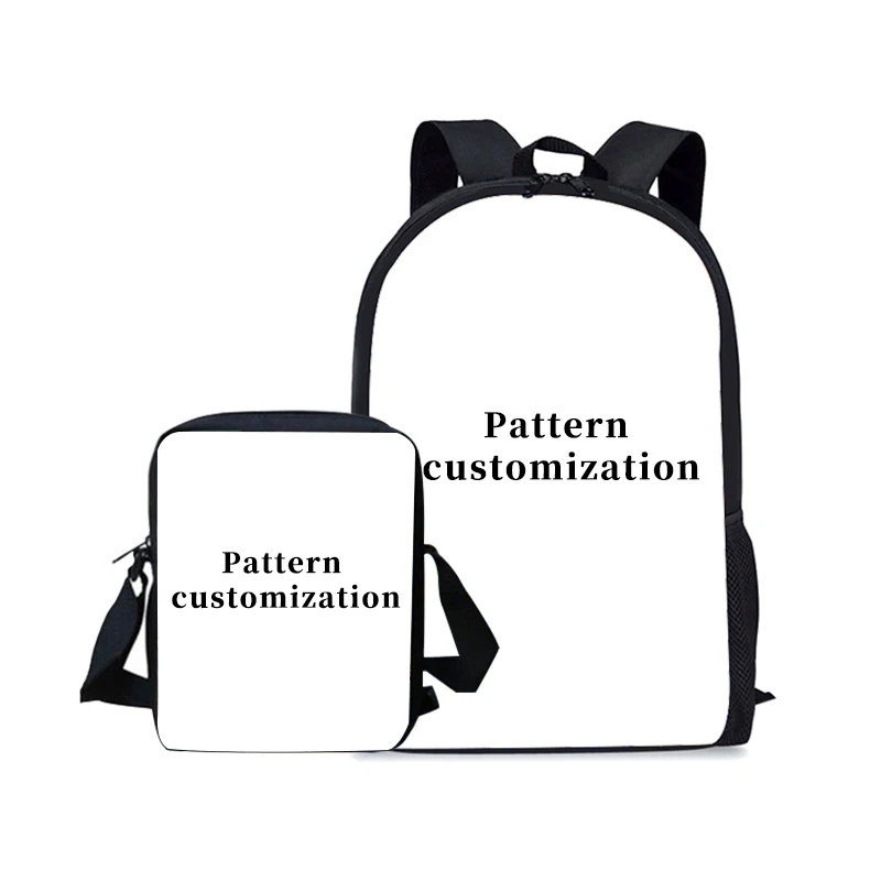 Fashion New Style Casual Customize Your Style Color Pet Photos Primary School Zipper Backpack And Lunch Bag Two-piece Pet Lovers