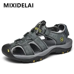 MIXIDELAI-zapatos de piel auténtica para hombre, sandalias de talla grande, a la moda, talla grande 38-47