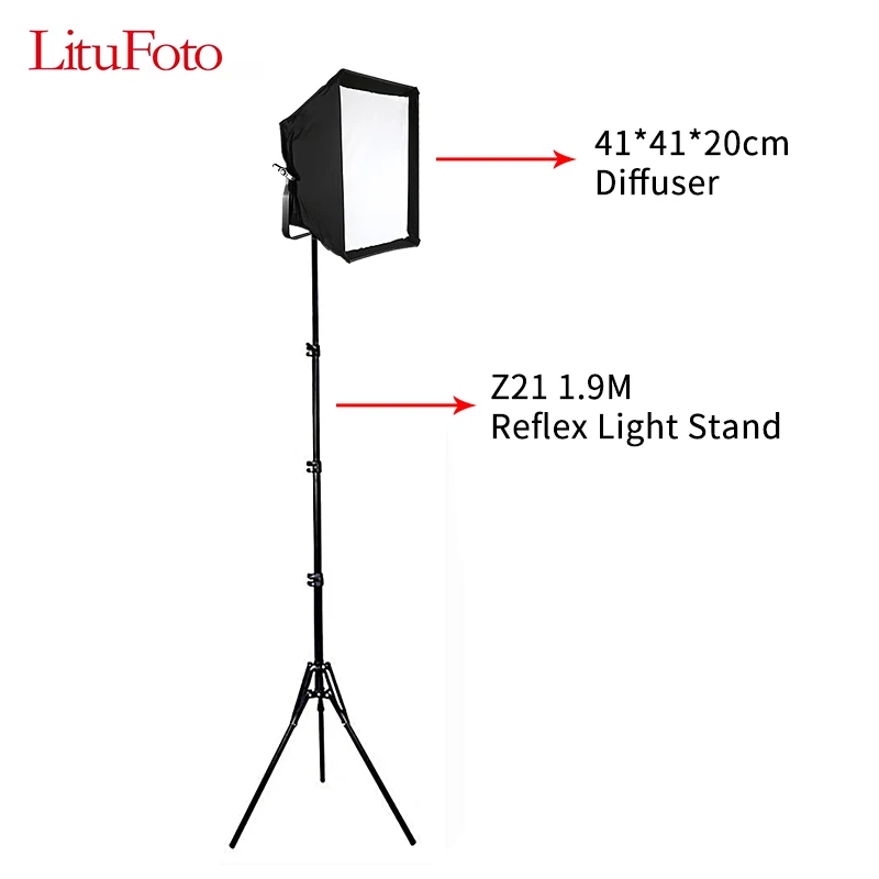 Z21 1.9m Reverse Fold Tripod 41x41cm Photography Softbox Kit Professional Light System Soft Box For Photo Studio Flash Diffuser