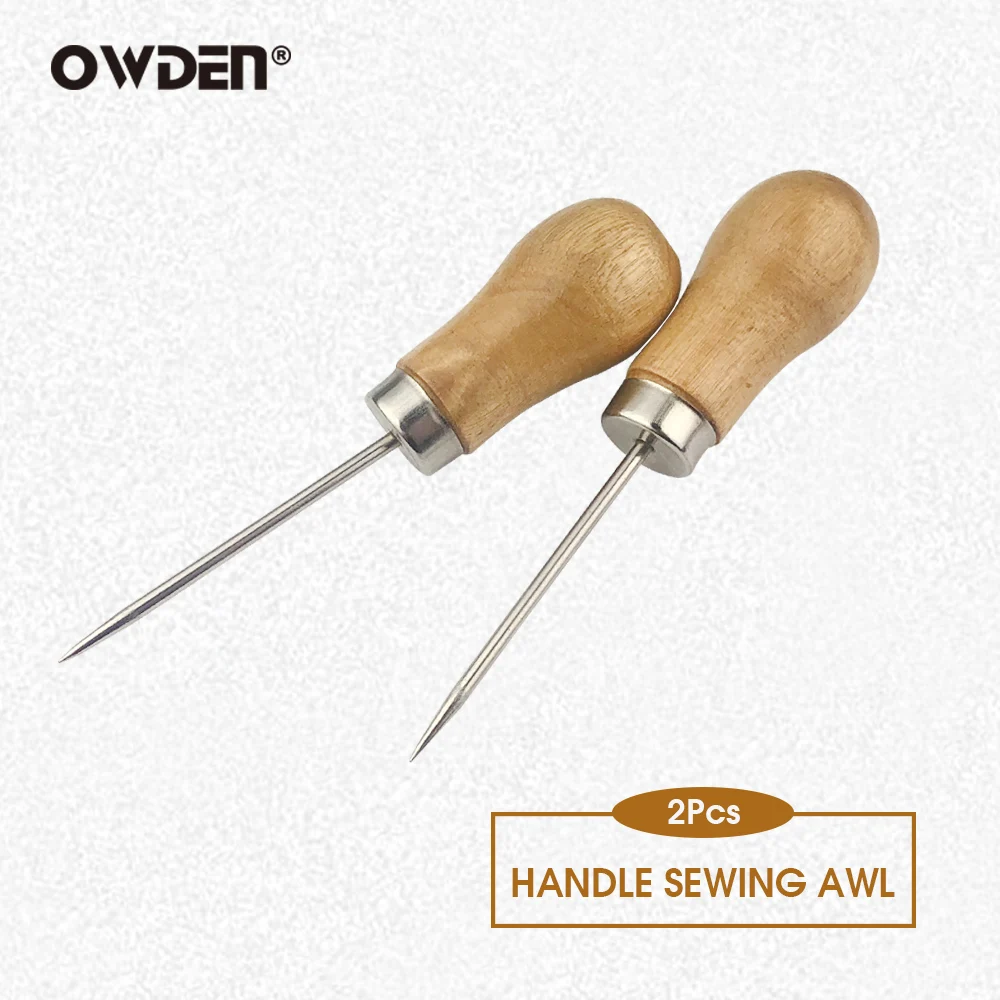 OWDEN Leather Wood Handle Awl Stitching Tools Sewing Accessories Hole Punches