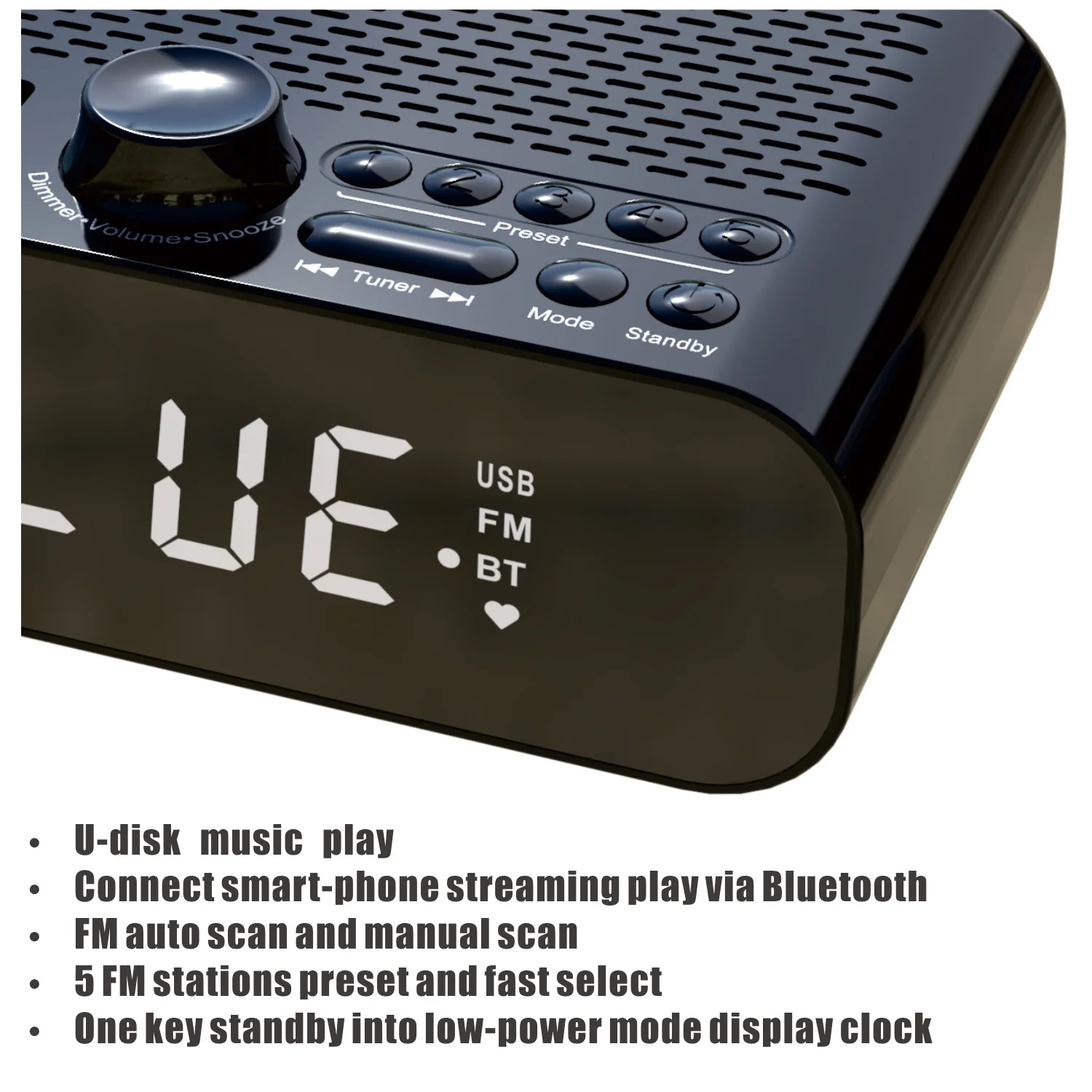 Mini rádio fm portátil despertador duplo receptor de rádios fm sem fio bluetooth alto-falante mp3 leitor música suporte u disco play