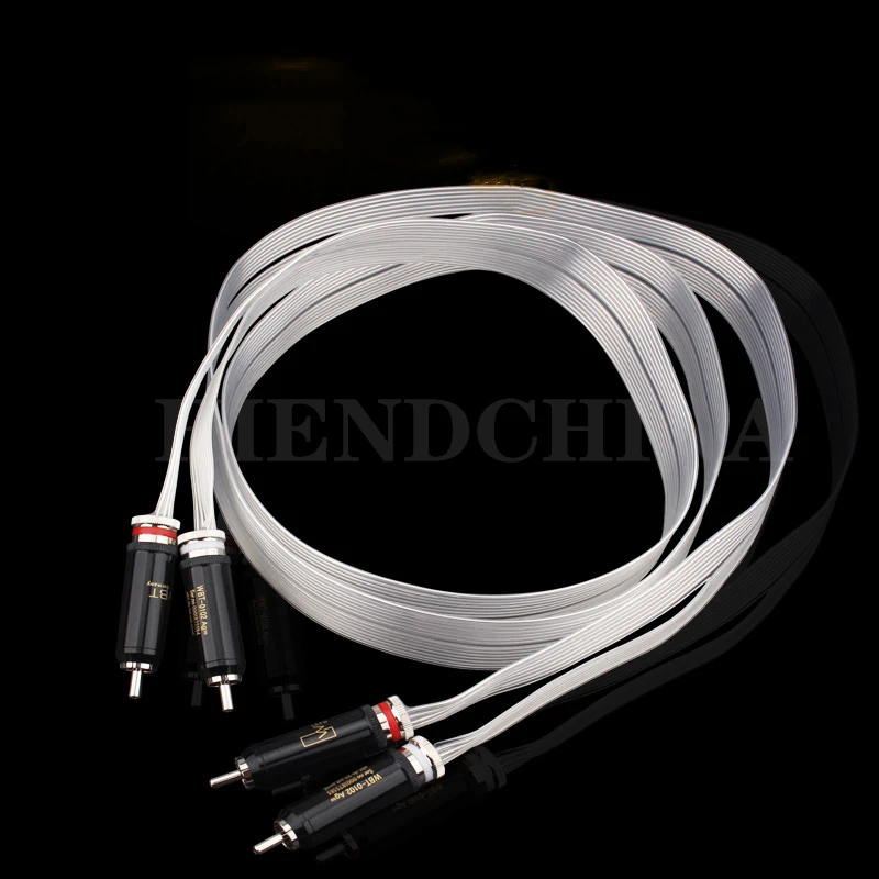 SD-01 Ribbon HIFI Fever Grade Single Crystal Copper Silver-plated Signal Cable Audio Cable 2RCA Double Lotus Head Cable