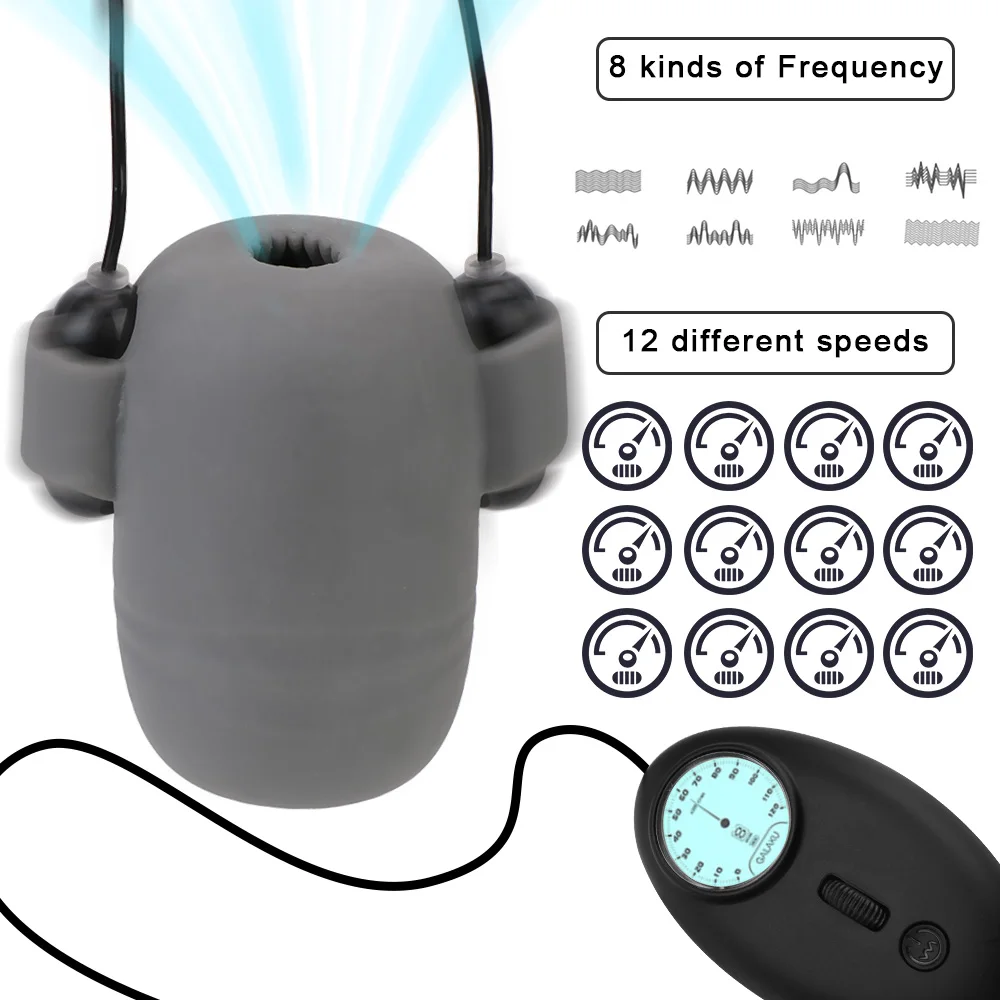 8 Modes 12 Speeds Glans Trainer Wired Remote Control Penis Sleeve Vibrator Delay Ejaculation Masturbation Cup Male Masturbator