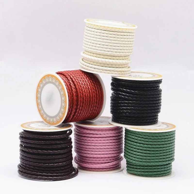 1Roll 3mm/4mm/5mm/6mm Round Genuine Braided Leather Cord Rope for Necklace Bracelet Jewelry DIY Accessories