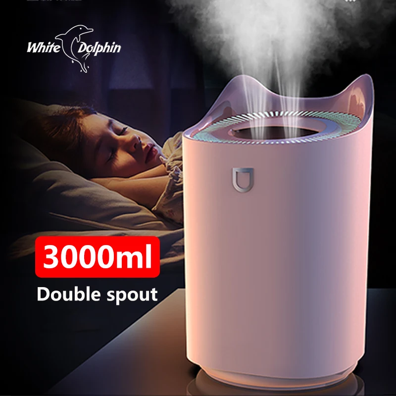 

Ultrasonic Home Air Humidifier Diffuser 3300ml Color LED lights Two Port Spray Essential Oil Aromatherapy Diffuser