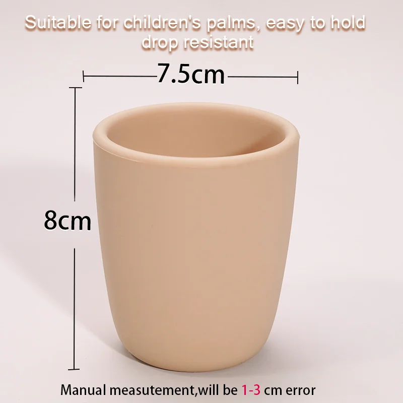 Taza de agua portátil para bebé, vaso de alimentación de silicona de grado alimenticio para niños, Color sólido