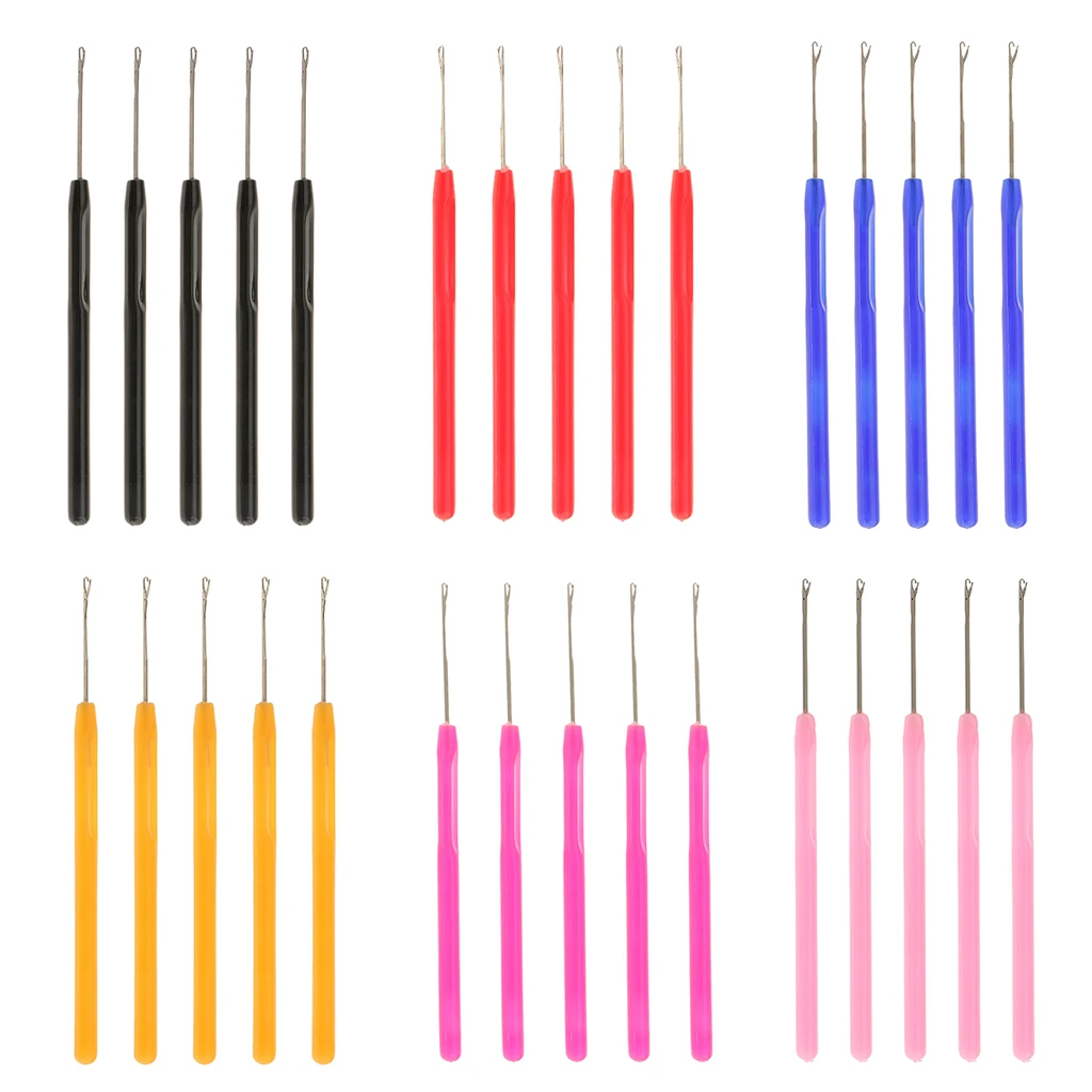 

5pcs Plastic Pulling Hook Loop Needle Tools for Micro Ring Hair Extensions Pulling Needle Hair Extension Tools