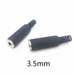 5pcs 3.5mm Two-channel Audio Connector Female Welding Jack Cold Pressure Solderless Socket Electric Adapter DIY black 3.5MM