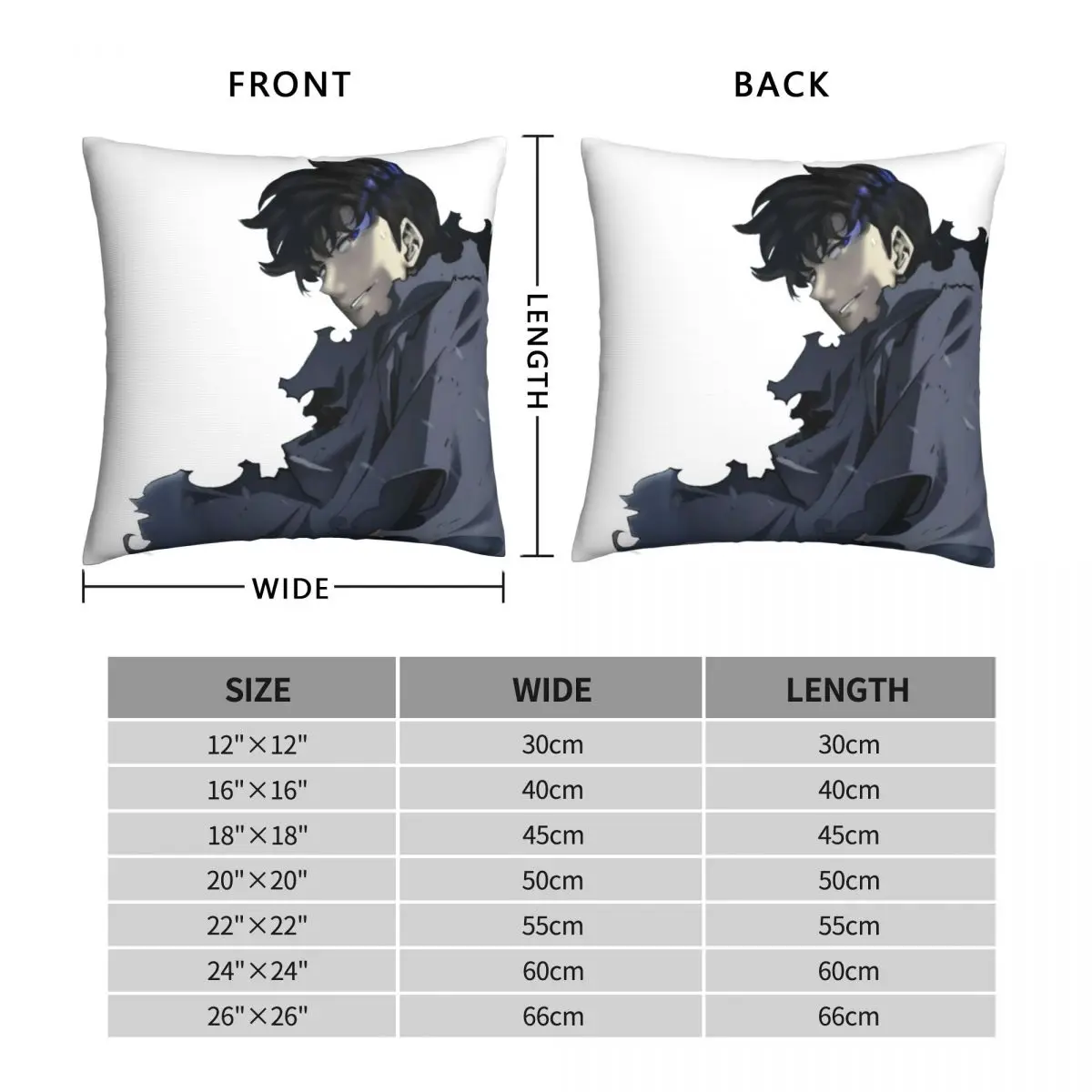 Sung Jin Woo Square Pillowcase Polyester Linen Velvet Printed Zip Decor Home Cushion Cover