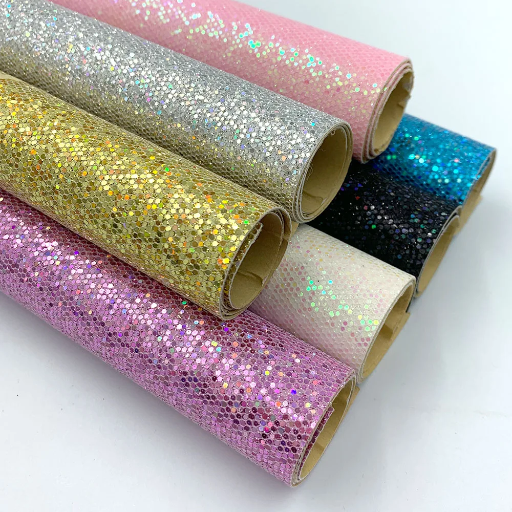 Self Adhesive Diamond Glitter PU Faux Leather Vinyl Sparkle Fabric Material Craft Bows Decor Handmade DIY