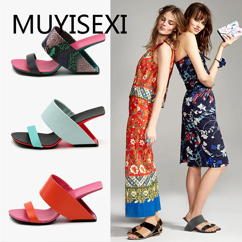 

Slide Sandal Strange Heel Slippers Women Summer High Heel Gladiator Wedge Sandalias Mujer 5 color HL146 MUYISEXI