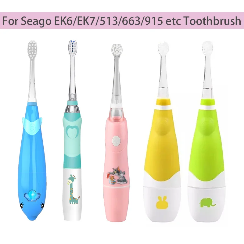 4Pcs Replacement Brush Heads for Seago EK6/513/977/602 Child Sonic Electric Toothbrush 0-12 Years Old Soft Dupont Brush Refills