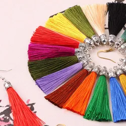 20pcs/lot 26 Colors 6cm Small Silk Tassel Cords with Metal Caps Earrings Tassel Charm Pendant Fit DIY Jewelry Making Findings