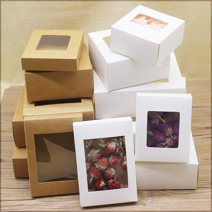 10pc Mulit size window box jewelry packing box white big gift package box wedding candy favors decoration box party suppiles