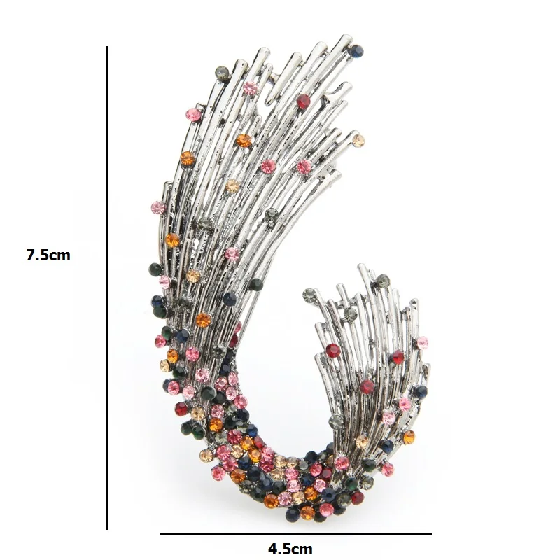 Wuli&baby Rhinestone Geometric Elegant Brooch Pins For Suit and Dress