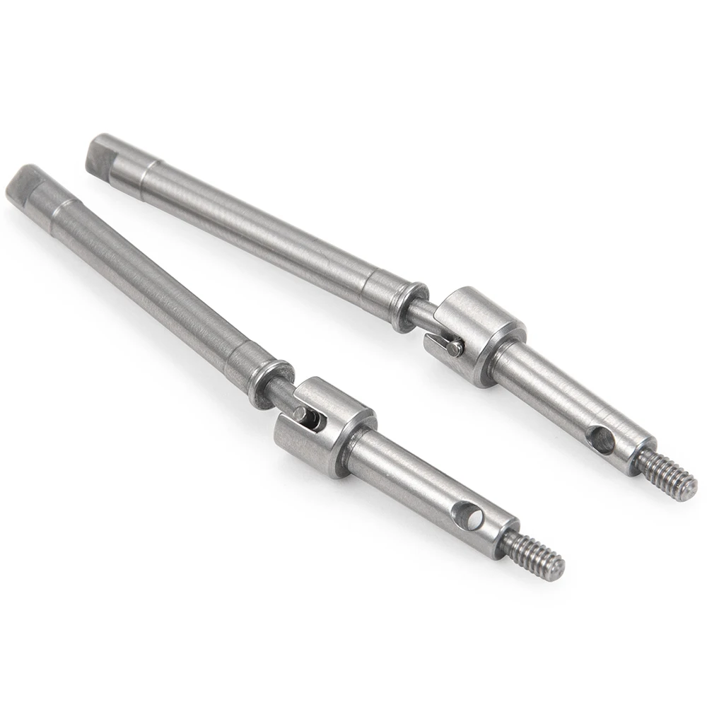 AXSPEED 2Pcs Stainless Steel CVD Driveshaft Front Rear Axle Set for 1/24 RC Crawler Car Axial SCX24 All Series Gladiator Bronco