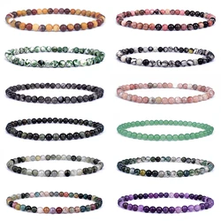 Mini pulsera con dijes de energía de 4mm y 6mm, cuentas de piedra Natural, pulsera curativa de Yoga, joyería para mujeres y hombres, regalo para mejores amigos, envío directo