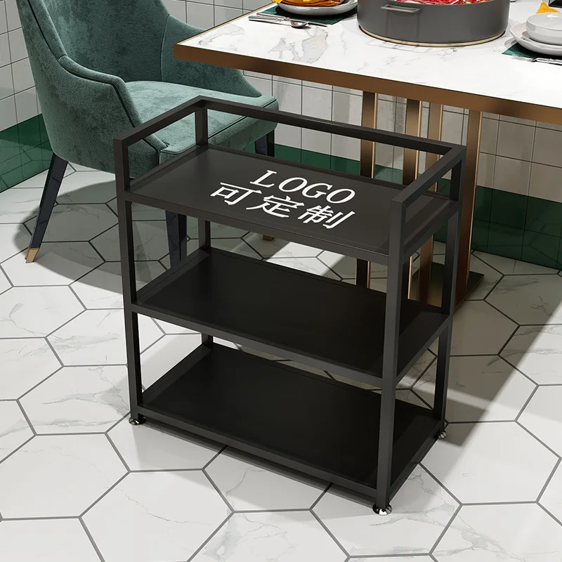 Hot pot restaurant food rack wrought iron commercial restaurant floor-standing meal preparation cabinet multi-layer rack