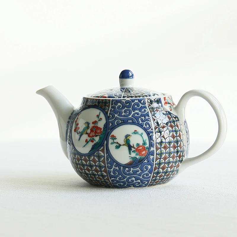 imported from Japan pill grain painting of flowers and figure stainless steel sieve ceramic teapot tea for the cause