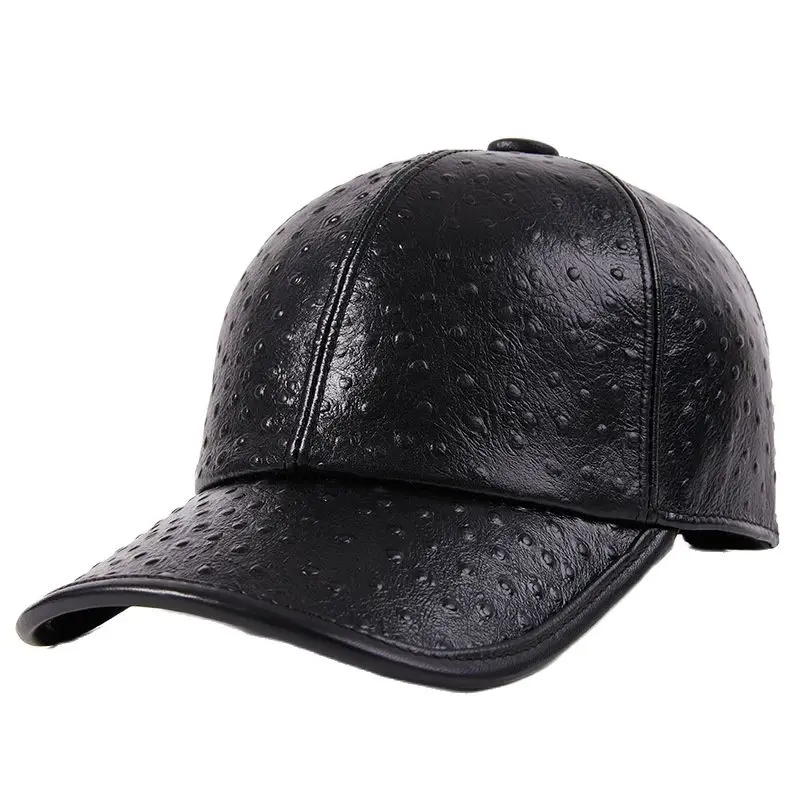 

New Baseball Caps Tide Cap women Men Autumn Winter Sun Hat Real Leather Peaked Hat Adjustable