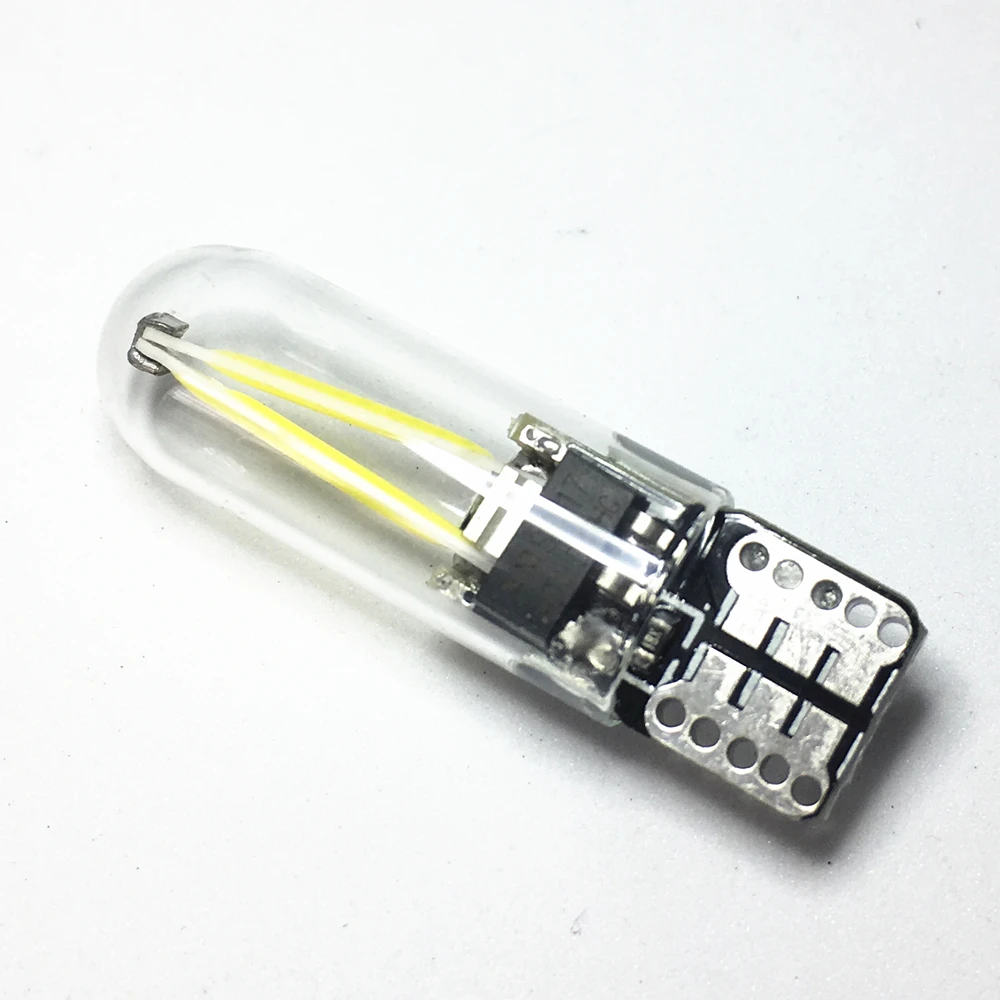 1pcs Glass Auto Filament Lamp T10 LED W5W led Clearance lamp Bulb drl Car interior light White SMD 194 168 COB  Door light 12V