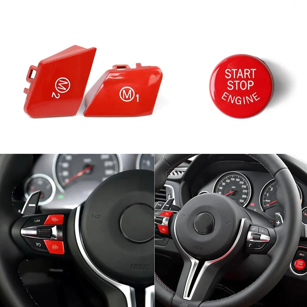 3Pcs Switch START Stop Engine Button Steering Wheel For BMW M1 F87 M2 F80 M3 F82 M4 M5 M6 F85 X5M F86 X6M Car Accessories