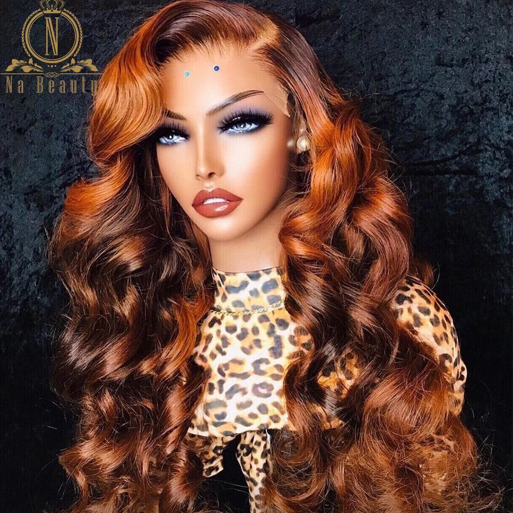 

Ginger Color 30 Inch Wigs 13x6 Transparent Front Wigs For Women Human Hair Loose Body Wave PrePlucked Brazilian Lace Frontal Wig