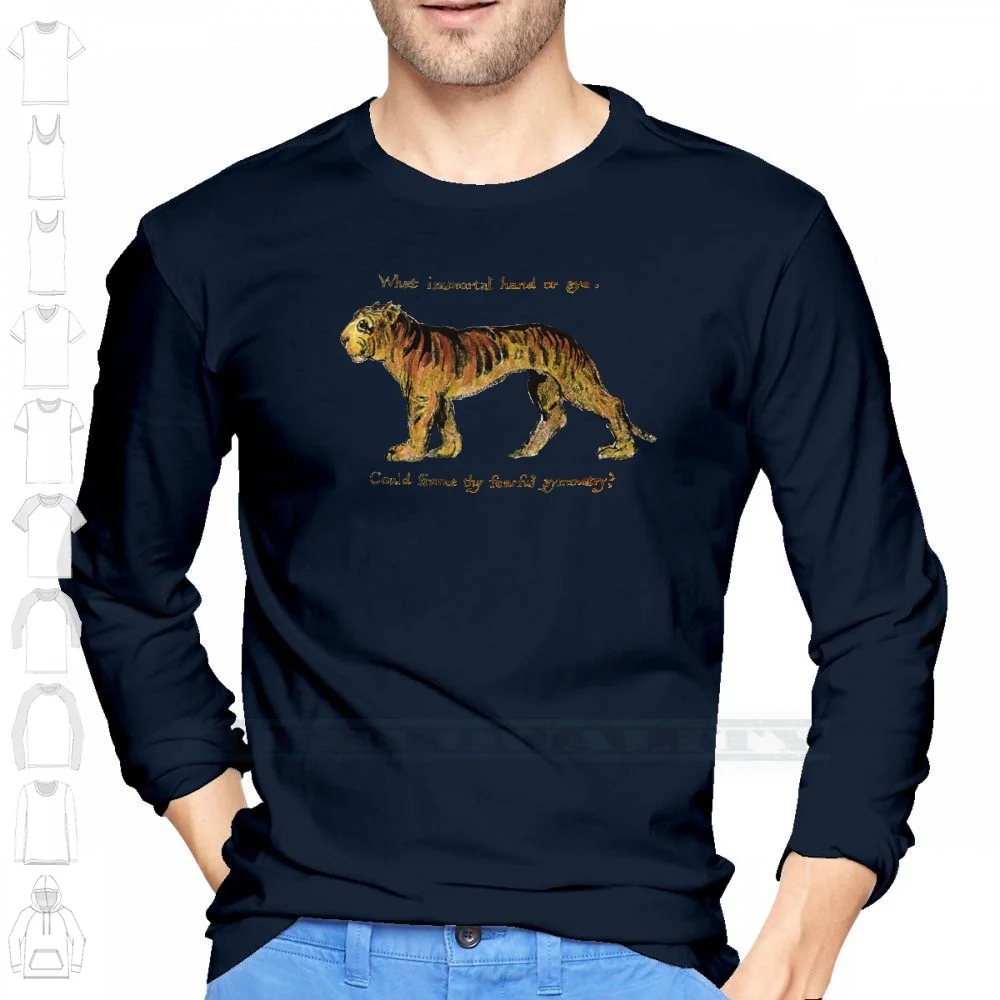 William Blake : The Tyger 100% Cotton T Shirt William Blake Tyger Tiger Animal Beast Creature Famous Monster Visionary Romance view 3