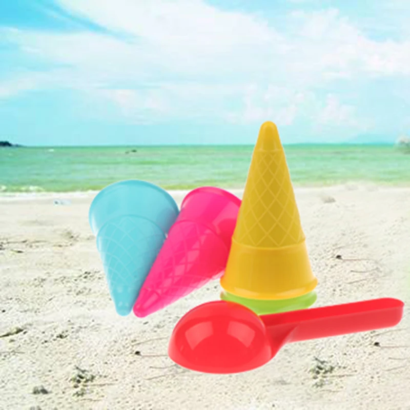 

5 Pcs/lot Cute Ice Cream Cone Scoop Sets Beach Toys Sand Toy for Kids Children Educational Montessori Summer Play Set Game Gifts