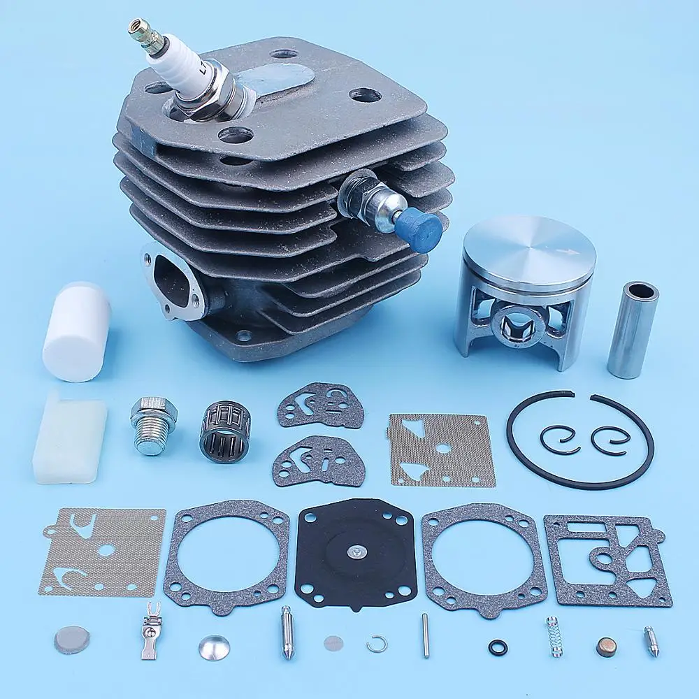Cilindro Pistão Rolamento Carb Kit para Motosserra Husqvarna Spark Plug Peça Sobresselente do Filtro de Combustível de Descompressão 45 mm 154 254 154xp 254xp