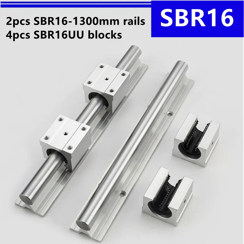 

2pcs SBR16 -1300mm Linear Guide Support Rail and 4pcs SBR16UU Linear Bearing Blocks for CNC Router Parts