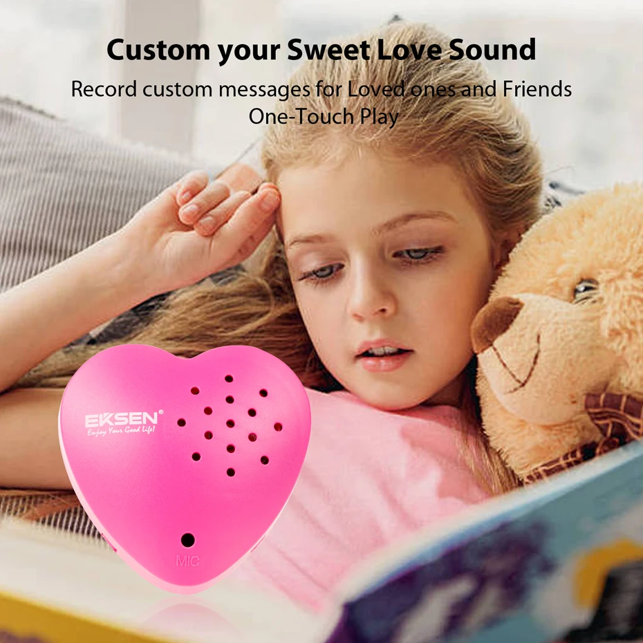 Mini Heart-Shaped Voice Recorder, Creative Programmable Sound Buttons 30 Seconds Recording for Plush Toy Stuffed Animals Dolls.