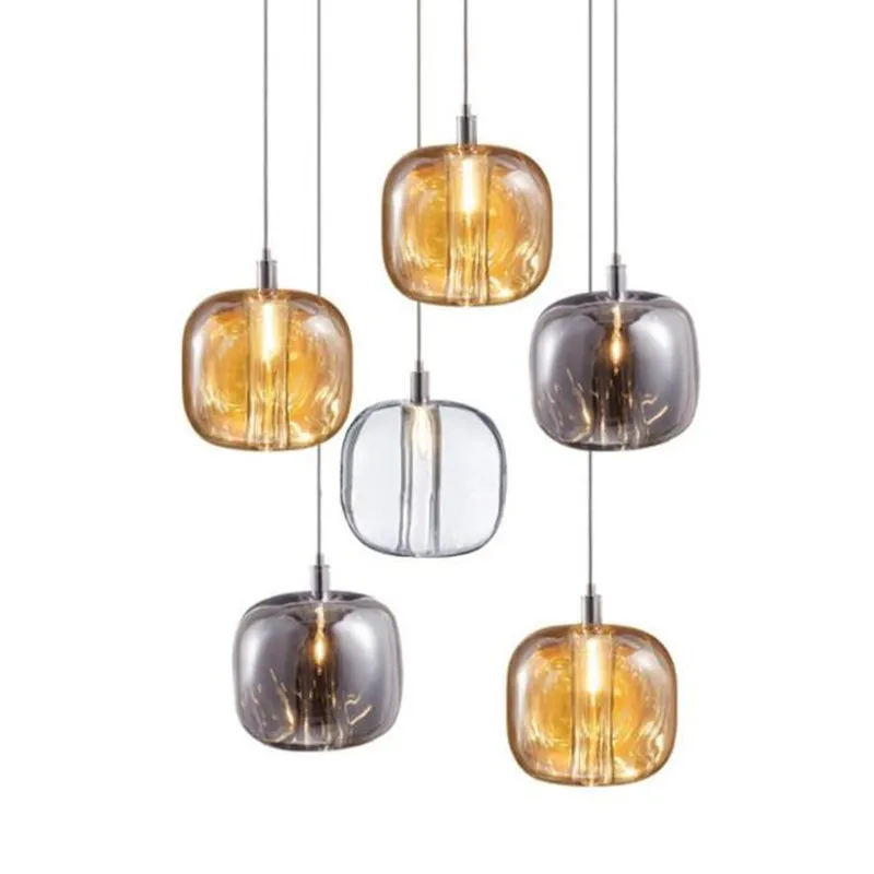 

luxury crystals hanging lights Nordic Cubie Single Pendant Light amber gray clear kitchen light bedroom home bar pendant lights