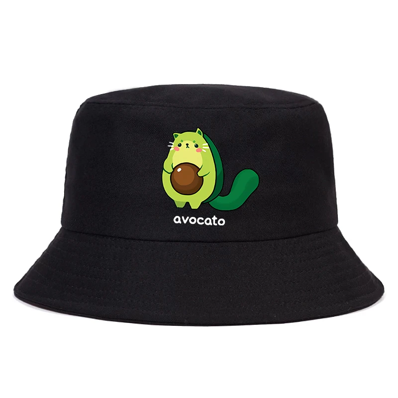 

Avocado Harajuku Kawaii Cartoon Summer bucket hat women Men Panama Bucket Cap The Design Flat Visor Fisherman Hat